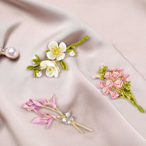 3 PS Women's elegant flower brooch, vintage enamel corsage, coat and suit pendant necklace, jasmine, rhinestone lily, pink rose bouquet in Saudi Arabia