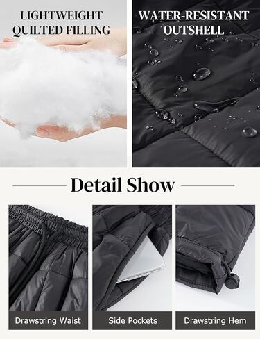 Flygo Women Winter Pants Lightweight Quilted Puffy Down Snow Pants Casual Baggy Wide Leg Trousers with Pockets in Saudi Arabia