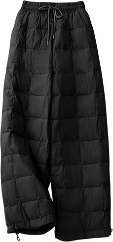 Flygo Women Winter Pants Lightweight Quilted Puffy Down Snow Pants Casual Baggy Wide Leg Trousers with Pockets in Saudi Arabia