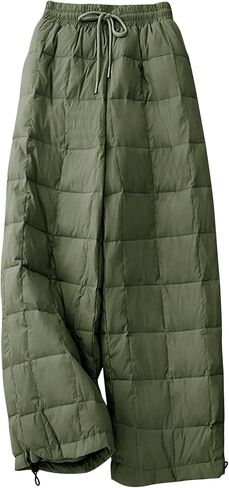 Flygo Women Winter Pants Lightweight Quilted Puffy Down Snow Pants Casual Baggy Wide Leg Trousers with Pockets in Saudi Arabia
