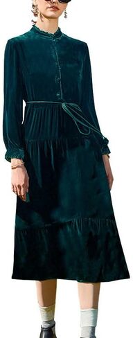 High-end Spring and Autumn Silk Velvet Dress Ladies Elegant Soft A-line Skirt in Saudi Arabia