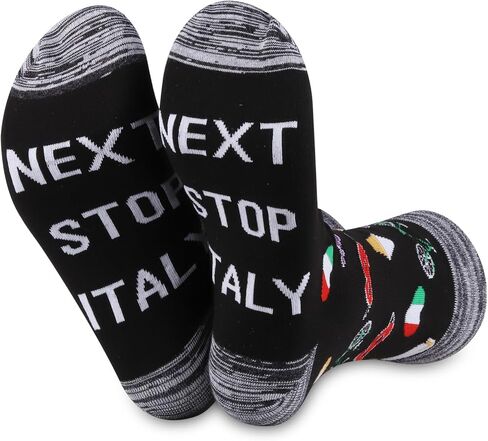 JXGZSO Italy Symbols Gift Next Stop Italy Socks Italy Lover Gift Italy Trip Gift Europe Travel Gift World Traveler Socks in Saudi Arabia