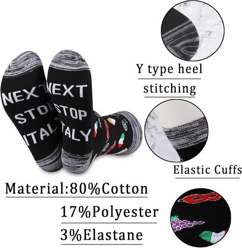 JXGZSO Italy Symbols Gift Next Stop Italy Socks Italy Lover Gift Italy Trip Gift Europe Travel Gift World Traveler Socks in Saudi Arabia