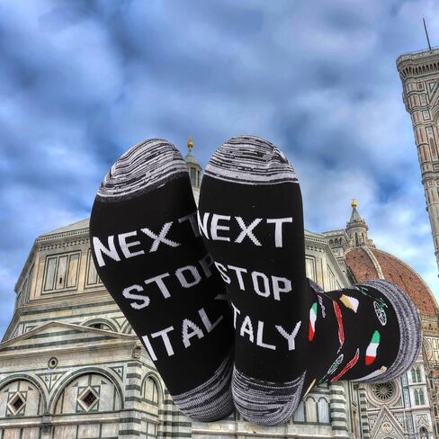 JXGZSO Italy Symbols Gift Next Stop Italy Socks Italy Lover Gift Italy Trip Gift Europe Travel Gift World Traveler Socks in Saudi Arabia