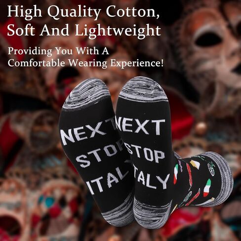 JXGZSO Italy Symbols Gift Next Stop Italy Socks Italy Lover Gift Italy Trip Gift Europe Travel Gift World Traveler Socks in Saudi Arabia