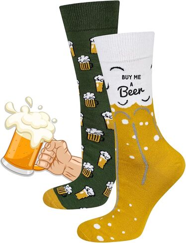 soxo Beer Socks Men Cotton Funny Gifts Colourful Mens Walking Sock Funky Accessories Beers 7.5-11.5 in Saudi Arabia