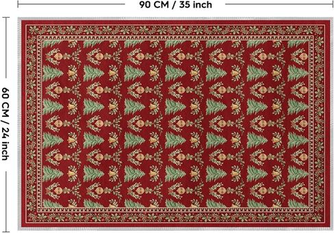 Artoid Mode Red Xmas Tree Mistletoe Christmas Door Mat, Winter Home Decor Low-Profile Non-Slip Washable Throw Rug for Kitchen Entryway Front Door Bedroom Bathroom 2x3 Feet in Saudi Arabia