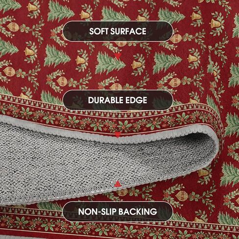Artoid Mode Red Xmas Tree Mistletoe Christmas Door Mat, Winter Home Decor Low-Profile Non-Slip Washable Throw Rug for Kitchen Entryway Front Door Bedroom Bathroom 2x3 Feet in Saudi Arabia