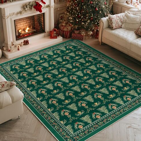 Artoid Mode Red Xmas Tree Mistletoe Christmas Door Mat, Winter Home Decor Low-Profile Non-Slip Washable Throw Rug for Kitchen Entryway Front Door Bedroom Bathroom 2x3 Feet in Saudi Arabia