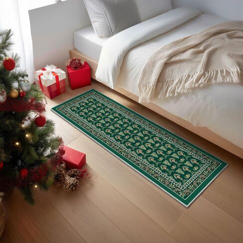 Artoid Mode Red Xmas Tree Mistletoe Christmas Door Mat, Winter Home Decor Low-Profile Non-Slip Washable Throw Rug for Kitchen Entryway Front Door Bedroom Bathroom 2x3 Feet in Saudi Arabia
