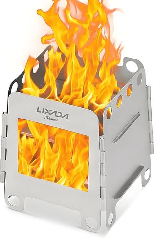 Lixada Camping Stove, Titanium Folding Wood Burning Stove Alcohol Burner Pocket Stove Portable Lightweight in Saudi Arabia