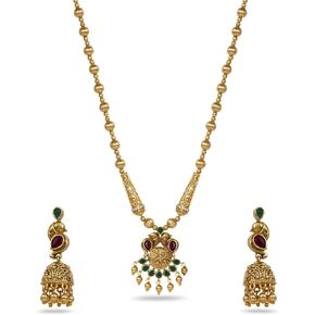 TARINIKA Divine Antique Kempu Necklace Set with peacock and floral motifs - Indian Jewelry Sets for Women | Perfect for Ethnic Occasions | Traditional South Indian Necklace | 1 Year Warranty* in Kuwait