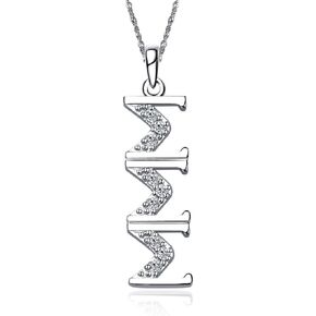 Sigma Sigma Sigma Necklace with a 18" Silver Chain - Vertical Design (SSS-P001) in Saudi Arabia