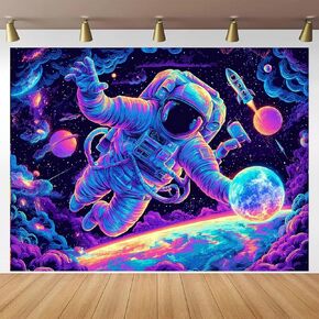 BlissYard Psychedelic Wizard DJ Blacklight نسيج الأشعة فوق البنفسجية يتوهج في الظلام للتعليق على الحائط مع قنديل البحر النيون Galaxy Trippy ملصق أسود خفيف لديكور حفلات غرفة النوم 78 × 59 بوصة in Kuwait