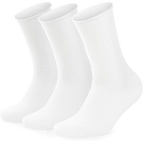 Phoenix 3 Pairs Organic Cotton Diabetic Socks Men, Loose Fit Non Binding Crew, Breathable Cotton, Circulation Support (41-46) in Kuwait