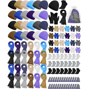 96 Pcs Homeless Care Package Supplies Bulk Winter Beanie Neck Scarves Warmer Gloves Socks with Bag for Men Women in Saudi Arabia