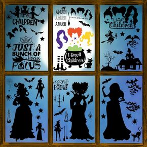 74pcs Giant Halloween Window Clings Decorations, 8 Sheets 6 Skeleton Window Stickers, Scary White Skull Window Silhouettes Decal for Indoor Bathroom Glass Door Decor Home Haunted House Party Supplies in Saudi Arabia