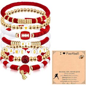 Game Day Bracelets Football Charm Beaded Stretch Bracelet Sports Jewelry for Football Dads Moms Coaches Fans Gifts in Saudi Arabia