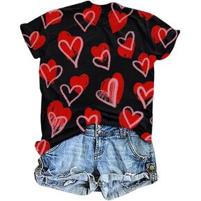 Valentines Day Shirts for Women Womens Heart Graphic T-Shirt in My Valentine Era Printed Pattern Tee Tops in Saudi Arabia