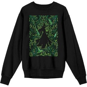 سويت شيرت Bioworld Wicked Elphaba Silhouette with Leafs and Vines Me's Black بياقة دائرية وأكمام قصيرة in Kuwait