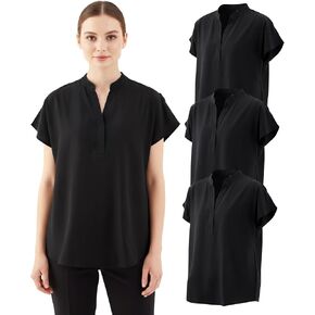 3 Pack Women's Scrub Healthcare Top, L Medical Soft Stretch Tops with Pockets, Breathable Healthcare Tee Shirt Style Uniforms, Black in Saudi Arabia