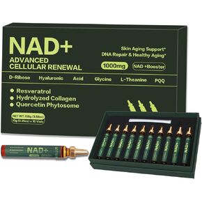 NAD+ Cellular Energy Supplement with Nicotinamide Riboside, Resveratrol, CoQ10, D-Ribose, Berry Flavor, 10 Vials in Saudi Arabia