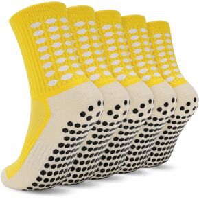 Ultrafun 5 Pairs Kids Youth Grip Soccer Socks Cushioned Non Slip Football Athletic Sports Socks in Kuwait