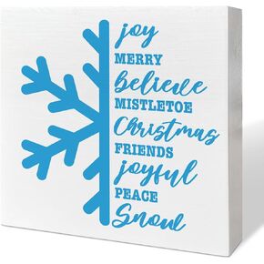 Winter Table Wooden Box Sign Decor, Hello Winter, Christmas Holiday Table Sign Snowflake Xmas Tabletop Decorations for Home Kitchen Bedroom Shelf Office Desk Decor in Saudi Arabia