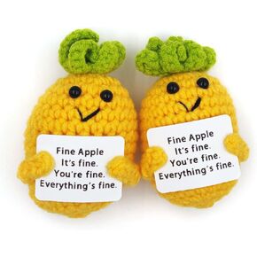 قطعتان من دمية الأناناس الإيجابية المحبوكة، هدايا أناناس كروشيه داعمة عاطفيًا مع بطاقة ملهمة مبهجة لهدايا المهرجانات وحفلات التخرج وديكور تجمع الحفلات in Kuwait
