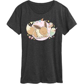 HYBRID APPAREL Pokémon - Cafe Eevee - تي شيرت نسائي برسومات قصيرة الأكمام in Saudi Arabia