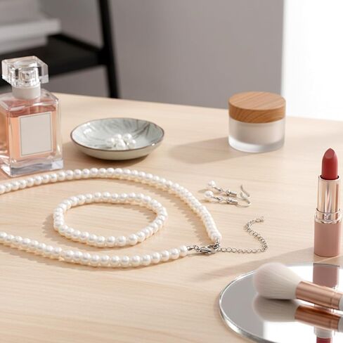Pearl Necklace and Earring Set, Faux Pearl Jewelry Necklaces for Women Imitation Pearls Necklace Earring Jewelry 3 Set for Women Men Wedding Birthday Valentine Christmas Day Gifts in Saudi Arabia