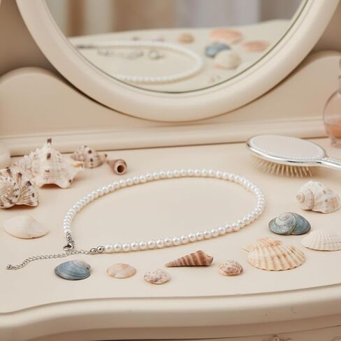 Pearl Necklace and Earring Set, Faux Pearl Jewelry Necklaces for Women Imitation Pearls Necklace Earring Jewelry 3 Set for Women Men Wedding Birthday Valentine Christmas Day Gifts in Saudi Arabia