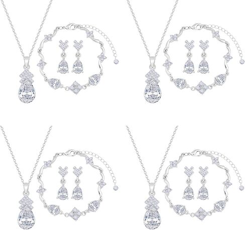 Bridesmaid Jewelry Set for Women 18K Gold & Silver & Rose Gold Plated Pendant Necklace Earrings Bracelet Set,Bridesmaid Gift for Wedding/Proposal/Party/Anniversary in Saudi Arabia