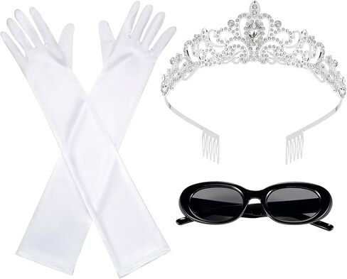 Princess Costume Accessories Women Crown Sunglasses Gloves Halloween Dress up Birthday Bachelorette Party Decorations in Saudi Arabia