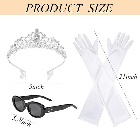 Princess Costume Accessories Women Crown Sunglasses Gloves Halloween Dress up Birthday Bachelorette Party Decorations in Saudi Arabia