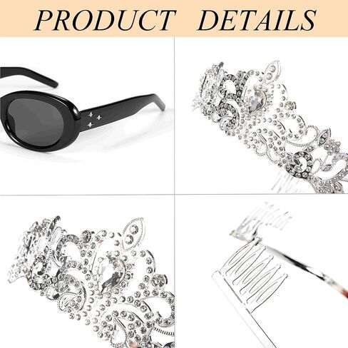 Princess Costume Accessories Women Crown Sunglasses Gloves Halloween Dress up Birthday Bachelorette Party Decorations in Saudi Arabia