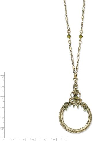 قلادة من Jewels By Lux مصنوعة من النحاس المصقول باللون الأخضر الزيتوني والكريستال المكبرة مقاس 30 بوصة in Saudi Arabia