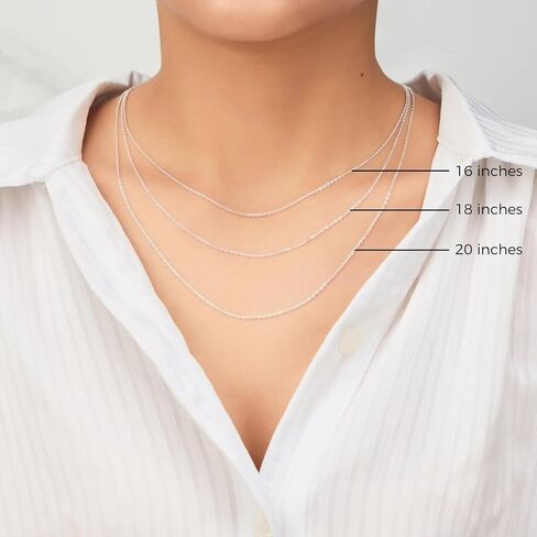 LeCalla 925 الفضة الاسترليني المجوهرات الإيطالية العصرية هدية 1.2mm، 1.5mm، 2mm سلسلة كابل رقيقة قلادة للنساء والرجال مع مشبك حلقة الربيع (16، 18، 20، 22 بوصة) in Kuwait