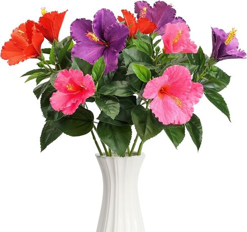30in Silk Artificial Hibiscus Flowers 3PCS Fake Tropical Hawaii Flowers with Bendable Detachable Stems for Small and Tall Vases Home Wedding Party Decor Red Pink Purple in Saudi Arabia
