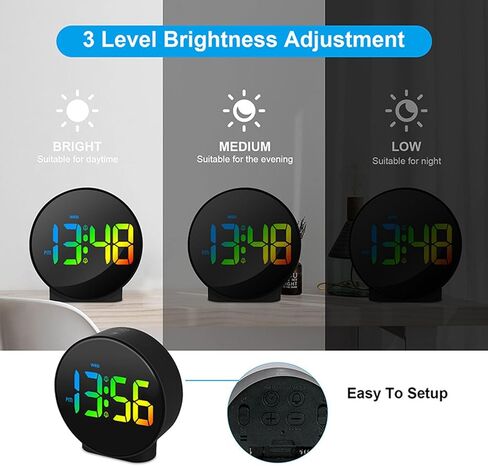 4 Inch Digital LED Alarm Clock,Easy to Use Top Button Controls for Simple Use,3 Level Brightness Electric Alarm Clock for Home Travel ewqe, Black in Saudi Arabia