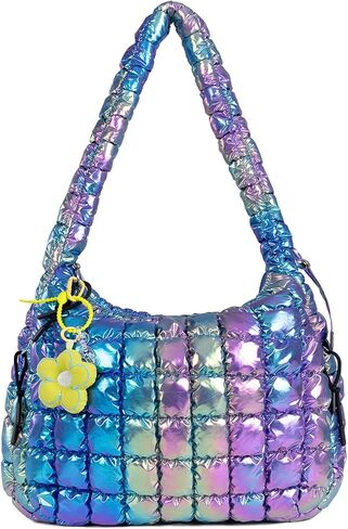 Puffer Tote Bag for Women: Puffer Shoulder Crossbody Bags Purse for Women - Quilted Carryall Nylon Tote Bag for Travel Work in Saudi Arabia