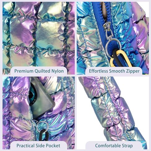 Puffer Tote Bag for Women: Puffer Shoulder Crossbody Bags Purse for Women - Quilted Carryall Nylon Tote Bag for Travel Work in Saudi Arabia