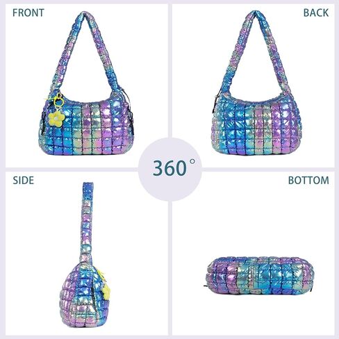 Puffer Tote Bag for Women: Puffer Shoulder Crossbody Bags Purse for Women - Quilted Carryall Nylon Tote Bag for Travel Work in Saudi Arabia