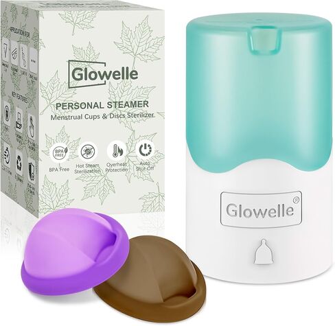 GLOWELLE Menstrual Disc and Sterilizer Set, Mini Period Disc/Cup Steamer Cleaner with 2 Soft Reusable Menstrual Discs-Tampon, Pad, and Cup Alternative for Women, Travel-Friendly in Saudi Arabia
