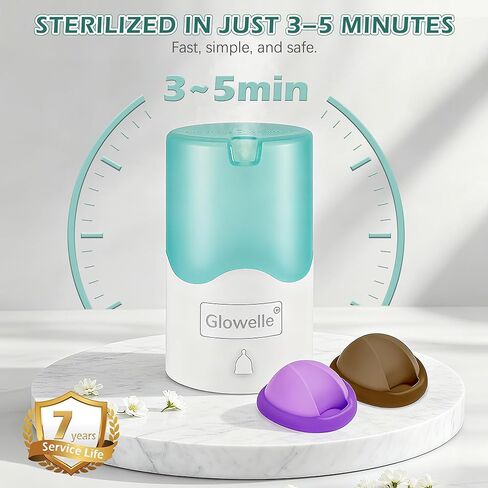 GLOWELLE Menstrual Disc and Sterilizer Set, Mini Period Disc/Cup Steamer Cleaner with 2 Soft Reusable Menstrual Discs-Tampon, Pad, and Cup Alternative for Women, Travel-Friendly in Saudi Arabia