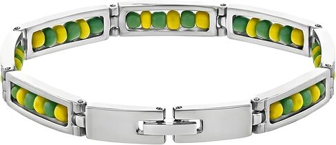 Stainless Steel Jewelry Green and Yellow Color Orula Bracelet Mix Beads Unisex Shango Ochun Bangle For Women 2 in Saudi Arabia