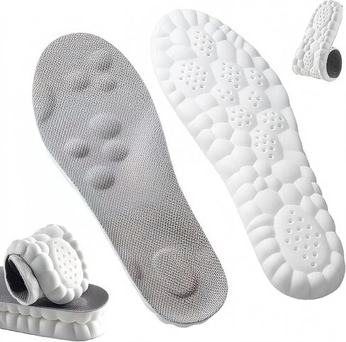 4D Cloud Insoles for Men Women, Memory Foam Boot Insoles, Comfortable and Breathable Massage Cushion Shoe Inserts with Arch Support, Trim to Fit All Shoe Types(1Pair-Grey, Men 9-10/Women 11-12) in Saudi Arabia