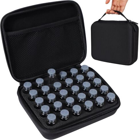30 Slots Insulin Travel Case Diabetic Insulin Peptide Fridge Carrying Case with Mesh Pocket Fits 10ml Vials, Vial Holder Storage Protector Bag Insulin Cooler for Home Organization (Black, 30 Slots) in Saudi Arabia