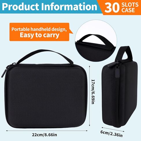 30 Slots Insulin Travel Case Diabetic Insulin Peptide Fridge Carrying Case with Mesh Pocket Fits 10ml Vials, Vial Holder Storage Protector Bag Insulin Cooler for Home Organization (Black, 30 Slots) in Saudi Arabia