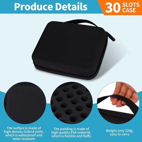 30 Slots Insulin Travel Case Diabetic Insulin Peptide Fridge Carrying Case with Mesh Pocket Fits 10ml Vials, Vial Holder Storage Protector Bag Insulin Cooler for Home Organization (Black, 30 Slots) in Saudi Arabia